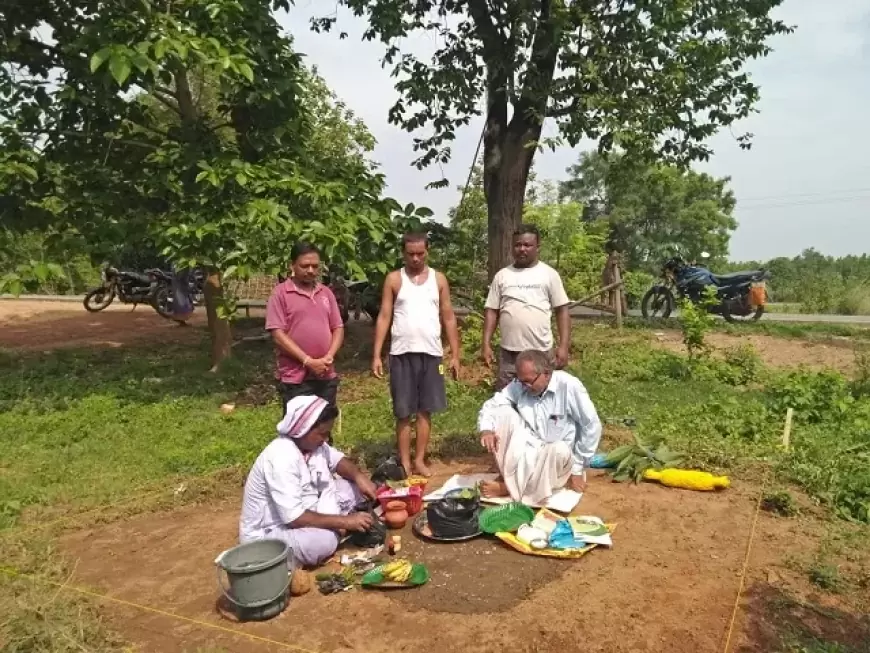 बहरागोड़ा के धानघोरी में राम मंदिर निर्माण के लिए हुई भूमि पूजन