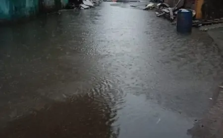 बर्मामाइंस ईस्ट प्लांट बस्ती में जल निकासी की व्यवस्था नहीं लोगों के घरों में घुसता है बरसात का पानी।