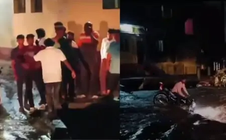 सरायकेला में बाढ़ के बीच बाइक सवार ने किया स्टंट, नाले में गिरा, वीडियो वायरल