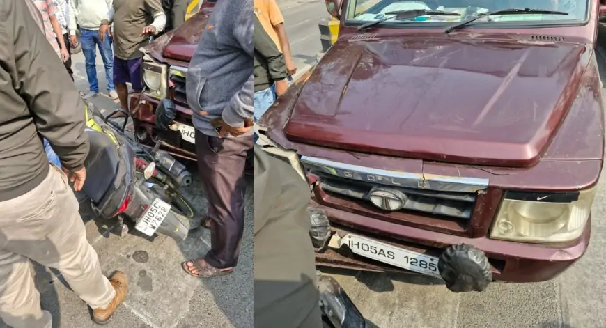 Jamshedpur  Car Bike Collision :बारिडीह मार्केट में जोरदार कार और बाइक की टक्कर, बाल-बाल बचे बाइक सवार