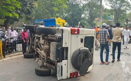 Bistupur Accident: सर्किट हाउस गोलचक्कर पर तेज रफ्तार का कहर, सड़क पर पलटी कार!