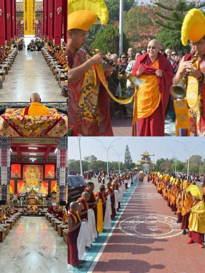 Drepung Visit: लिंग रिनपोछे के आगमन से गूंज उठा द्रेपुंग मठ, भक्तों में उमड़ा आस्था का सैलाब!