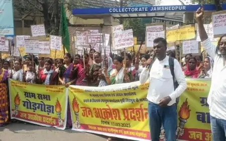 Mango Protest: श्मशान पर सरकारी दफ्तर! जमीन छिनने के खिलाफ आदिवासियों का बड़ा प्रदर्शन