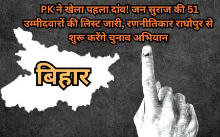 Bihar Blast: PK ने खेला पहला दांव! जन सुराज की 51 उम्मीदवारों की लिस्ट जारी, रणनीतिकार राघोपुर से शुरू करेंगे चुनाव अभियान