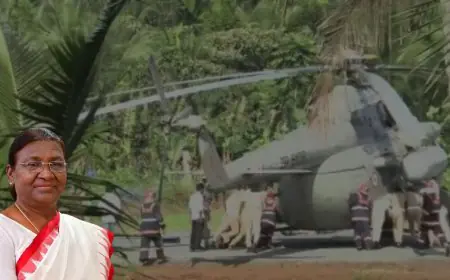 Kerala Shock: द्रौपदी मुर्मू के उतरते ही पथानामथिट्टा में पूरा हेलीपैड धंसा, एयरफोर्स के Mi-17 हेलिकॉप्टर को धक्का मारकर निकालना पड़ा, आनन-फानन में बनाए गए हेलीपैड की खामी खुली