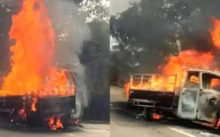 Seraikela Fire: सरायकेला में धू-धू कर जला मालवाहक ऑटो, पेंट और तारपीन के धमाकों से दहला पठानमारा, लाखों का सामान राख और ड्राइवर ने कूदकर बचाई जान