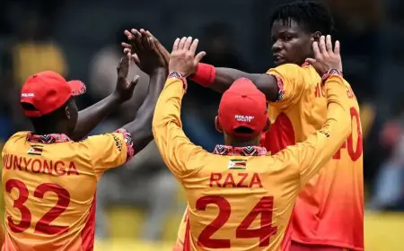 AUS vs ZIM T20 World Cup 2026 : जिम्बाब्वे ने फिर रचा इतिहास, ऑस्ट्रेलिया को 23 रनों से रौंदकर क्रिकेट जगत में मचाया कोहराम, कोलंबो में कंगारुओं का गुरूर हुआ चकनाचूर
