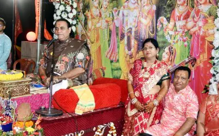 Golmuri Bhagwat Katha : जीवात्मा और परमात्मा का मिलन देख झूम उठा गोलमुरी, भगवान ने किया कंस का अंत और रुक्मिणी संग रचाया ब्याह