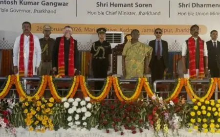 President Visit: राष्ट्रपति द्रौपदी मुर्मू ने जमशेदपुर में रखी जगन्नाथ मंदिर की आधारशिला, कदमा में हुआ भव्य भूमि पूजन