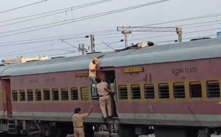 Ranchi  Accident : रांची स्टेशन पर ब्रिज से ट्रेन की छत पर कूदा युवक, हाईटेंशन तार की चपेट में आकर बना आग का गोला