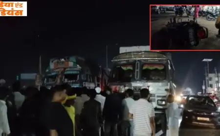 Seraikela Accident:  सरायकेला में दो ट्रकों की रेस में पीस गया बाइक सवार, बेलचे से बटोरना पड़ा शव