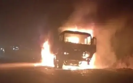 Bokaro Arson : बोकारो में रंगदारी न देने पर उग्रवादियों का तांडव, डीवीसी पावर प्लांट के पास ट्रक को किया आग के हवाले