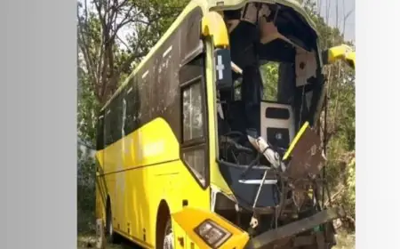 Ranchi Highway Tragedy: तैमारा घाटी में बस ने ट्रक को पीछे से मारी टक्कर, खलासी की मौत, ड्राइवर गंभीर