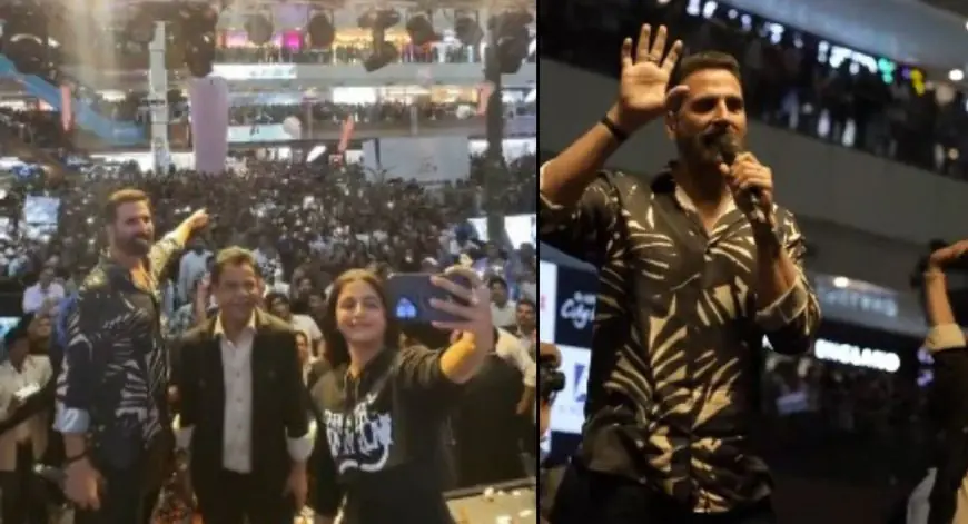 Noida Chaos: नोएडा के मॉल में अक्षय कुमार को देख बेकाबू हुई हजारों की भीड़, टूटे बैरिकेड्स और रेलिंग पर चढ़े फैंस