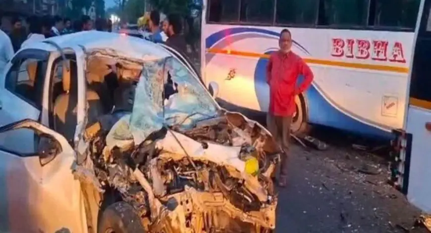 Giridih Bus Car Crash: देवघर से बारात से लौट रहे परिवार की कार और विभा बस में टक्कर - दो मृत, पांच घायल