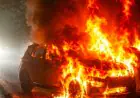Jamtara Blast: शेखपुरा के पास जलकर राख हुई तेज रफ्तार ब्रेजा कार, अचानक आग का गोला बनी लग्जरी गाड़ी!