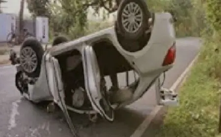 Jamtara Accident : हाईवे 419 पर बोदमा पोल फैक्ट्री के पास पलटी तेज रफ्तार कार, एयरबैग खुलने से बची 7 यात्रियों की जान!